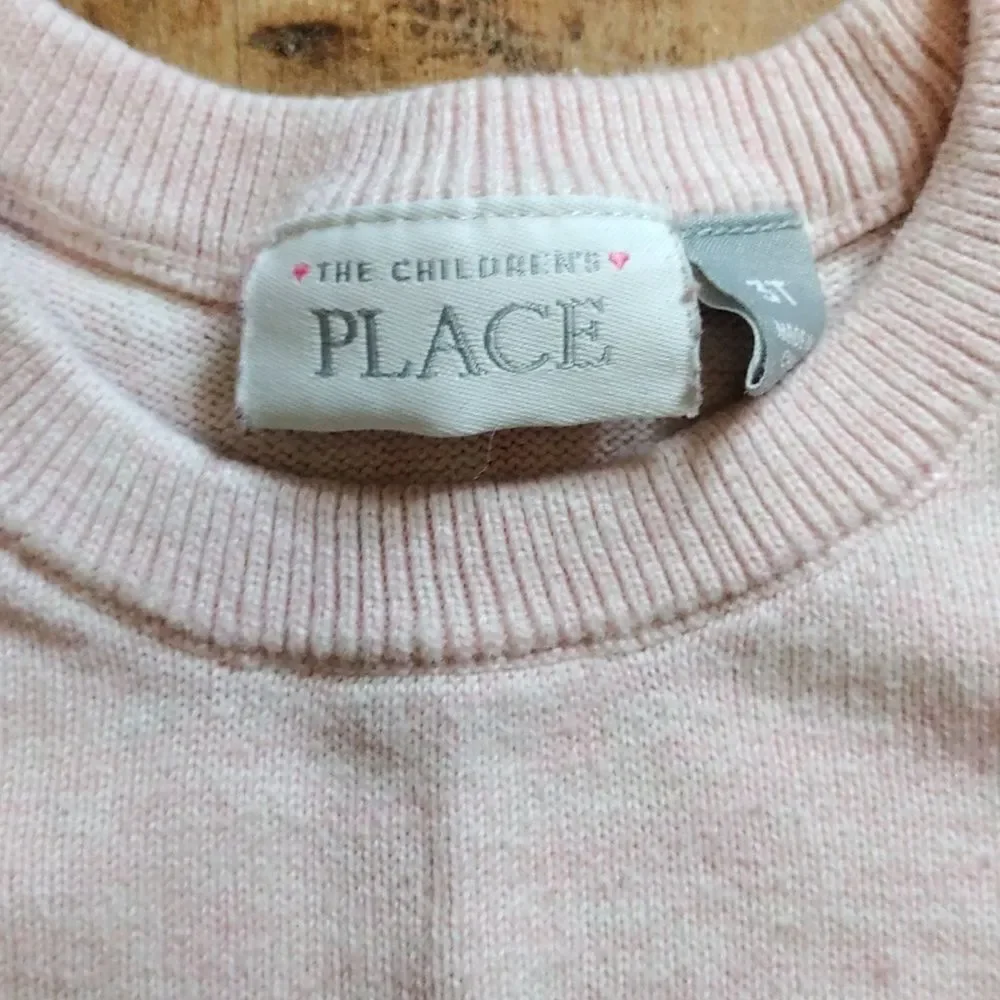 Childrens Place sweater 2T pink applique cotton spring pastel knit